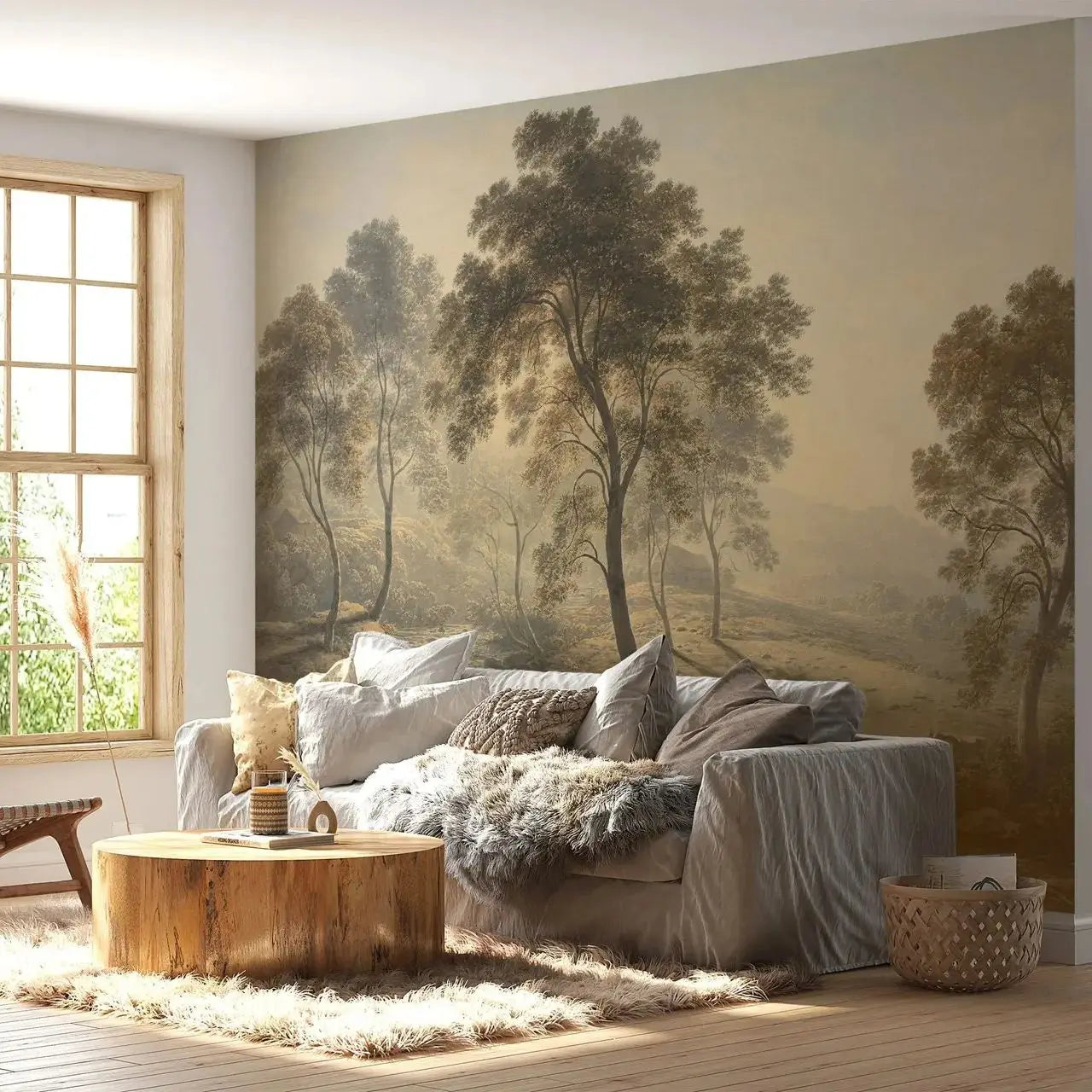 Vintage Landscape Wallpaper,Dark Trees Art Wall Decor, Abstract  Normal Wallpaper, Traditional Non-woven Mural For Home Decors